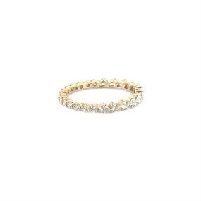 14K Gold Half Pear Half Round Diamond Eternity Band