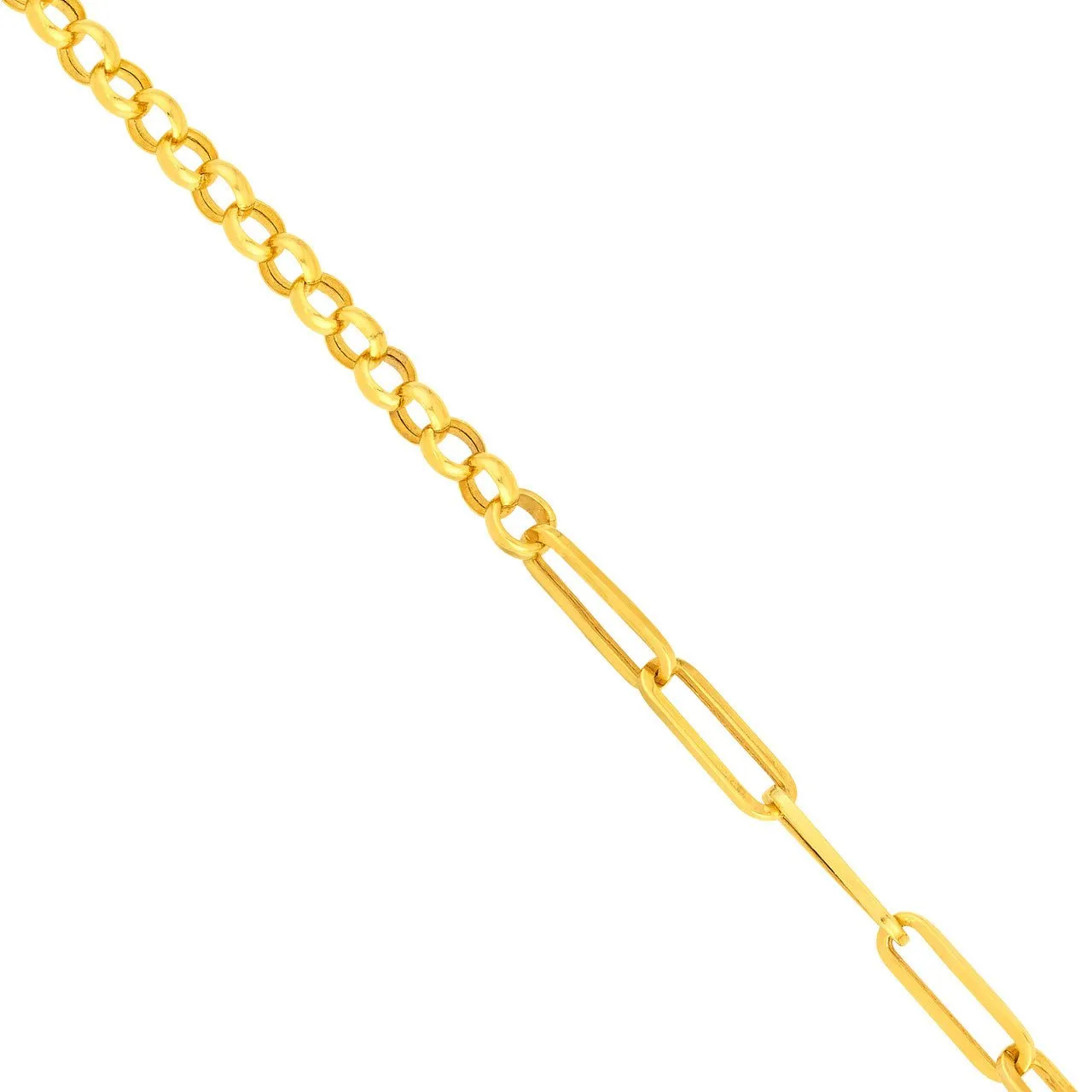 14K Gold Half Rolo Half Paper Clip Chain