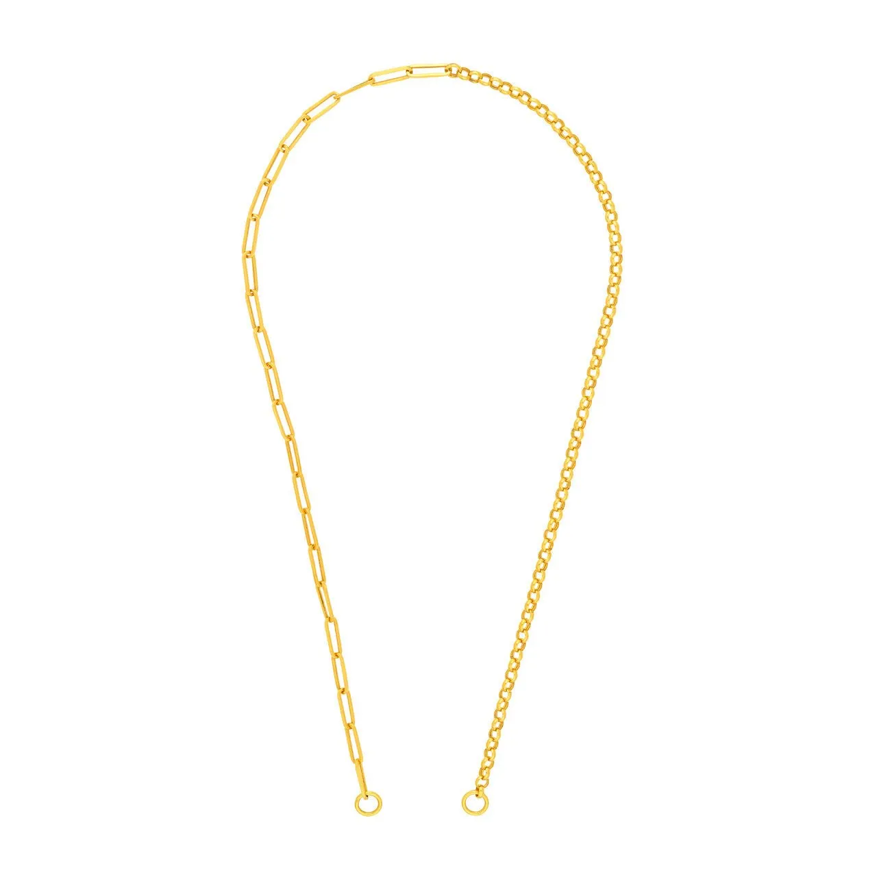 14K Gold Half Rolo Half Paper Clip Chain