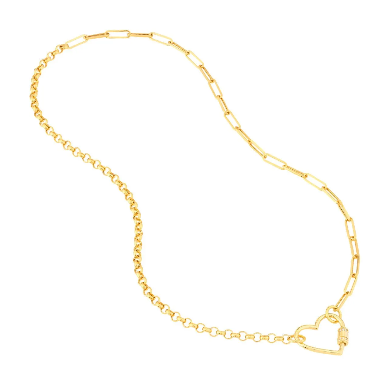 14K Gold Half Rolo Half Paper Clip Chain