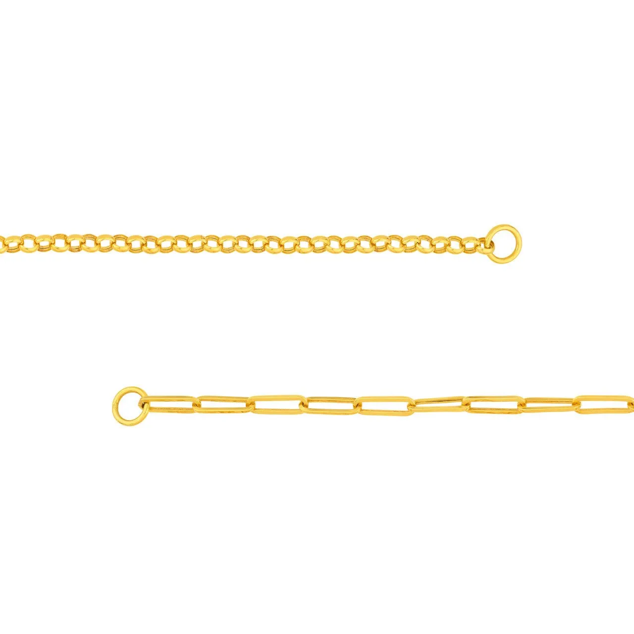 14K Gold Half Rolo Half Paper Clip Chain