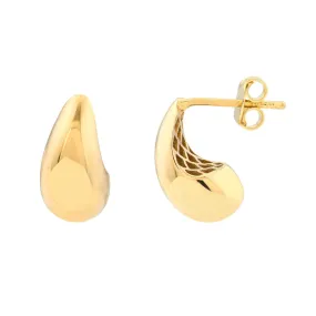 14K Gold Small Teardrop Dome Earrings