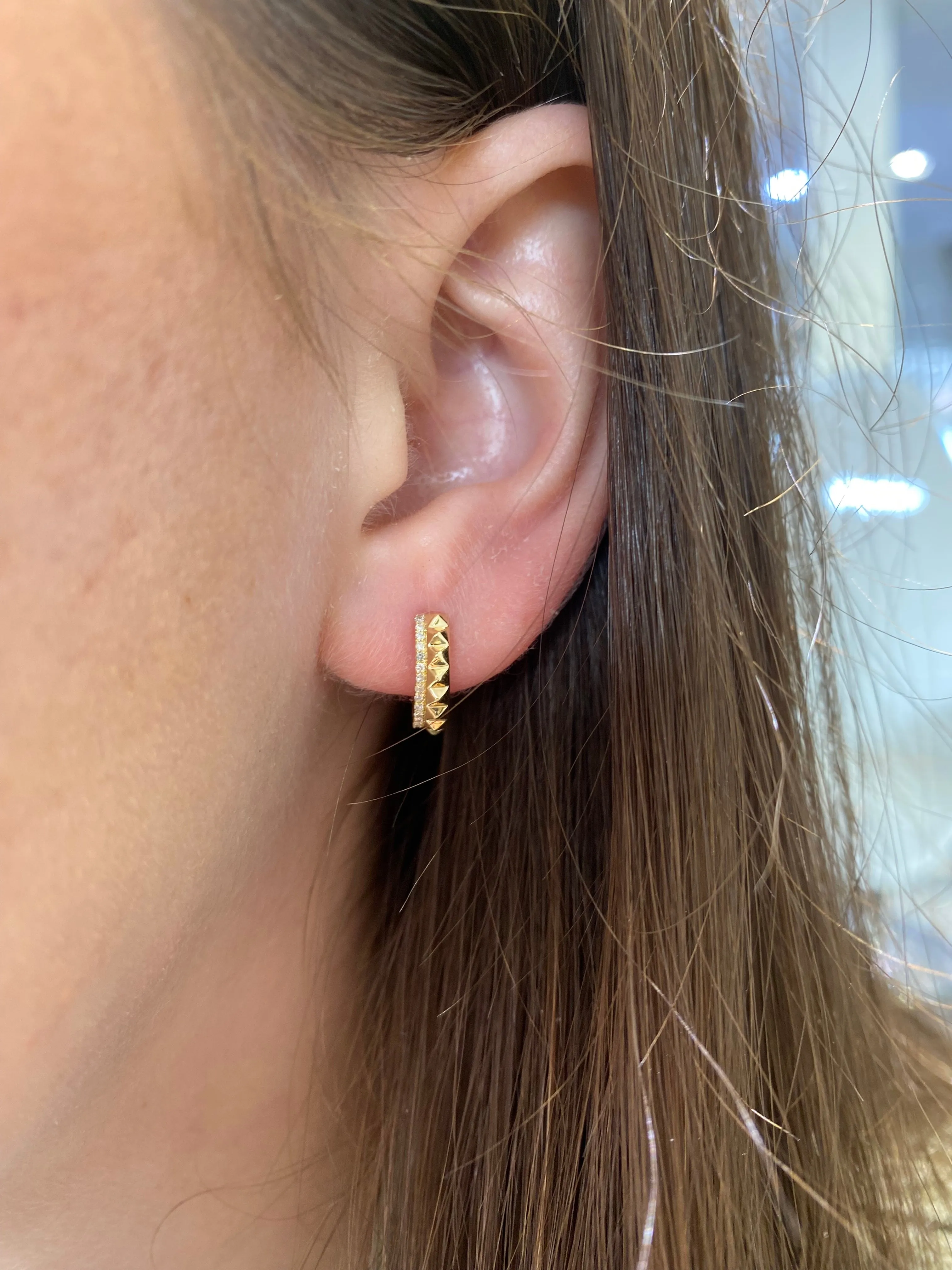 14K Gold Studded Diamond Earrings