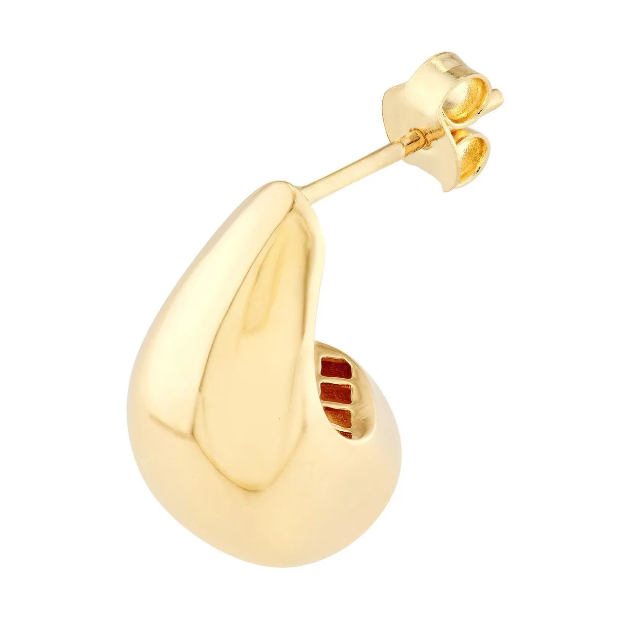 14K Gold Teardrop Dome Earrings