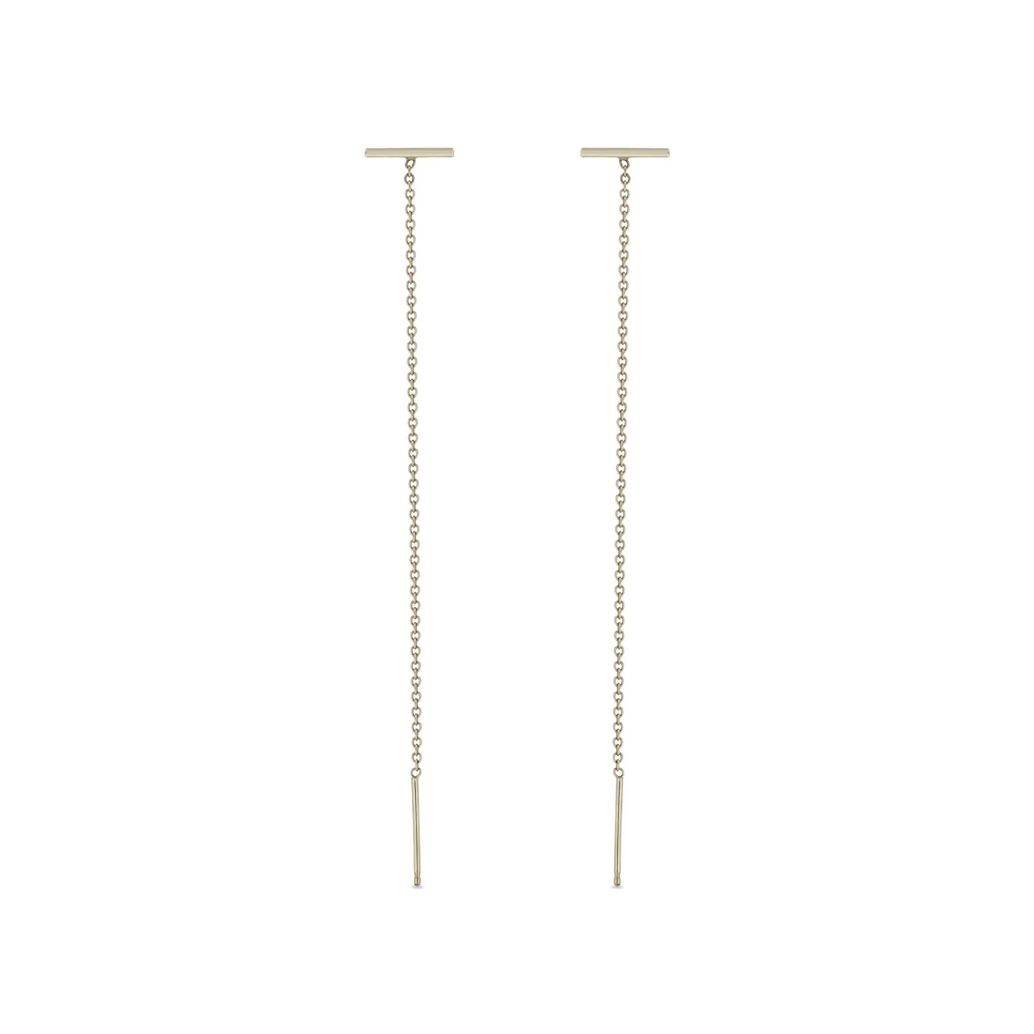 14k Gold Thin Bar Threader Earrings