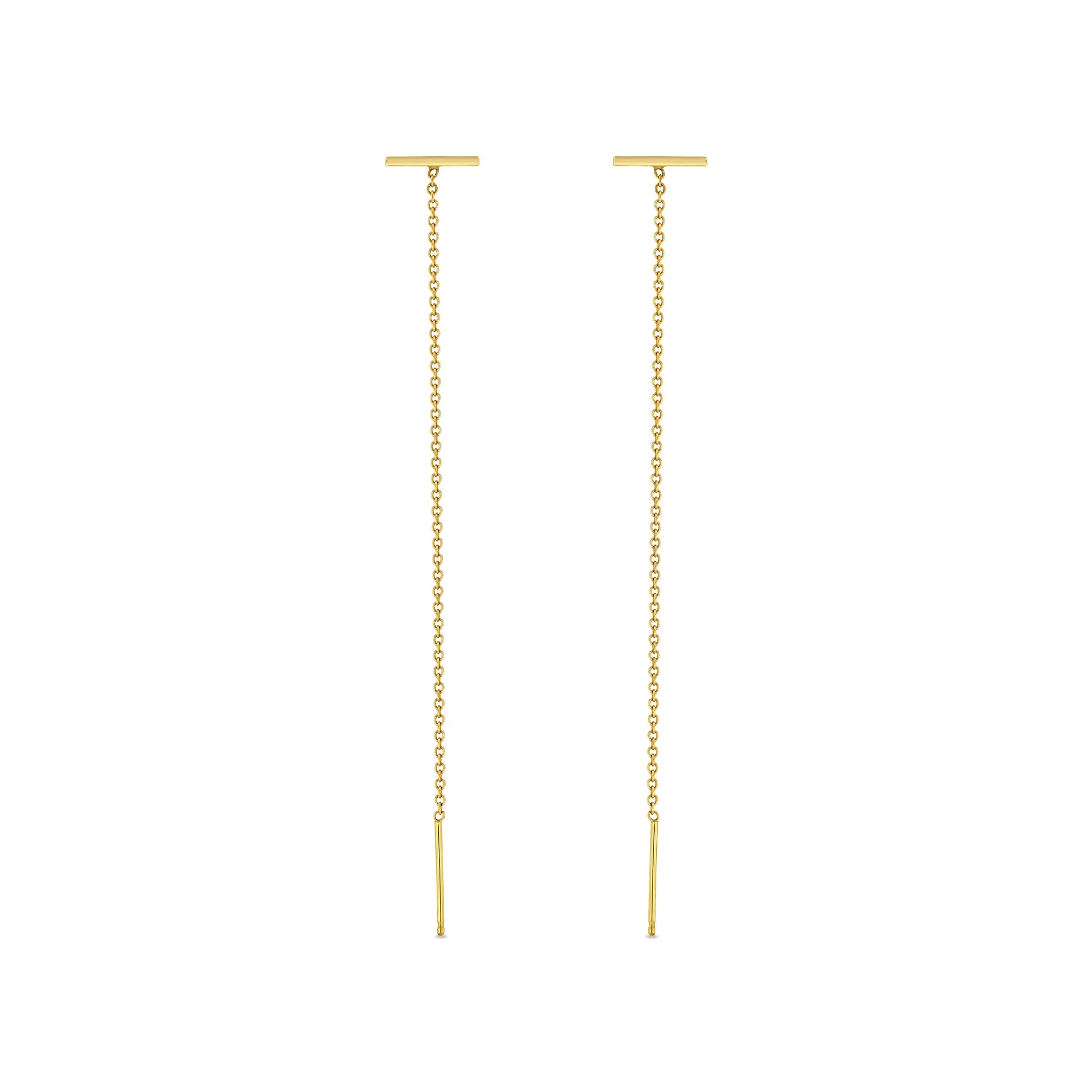 14k Gold Thin Bar Threader Earrings