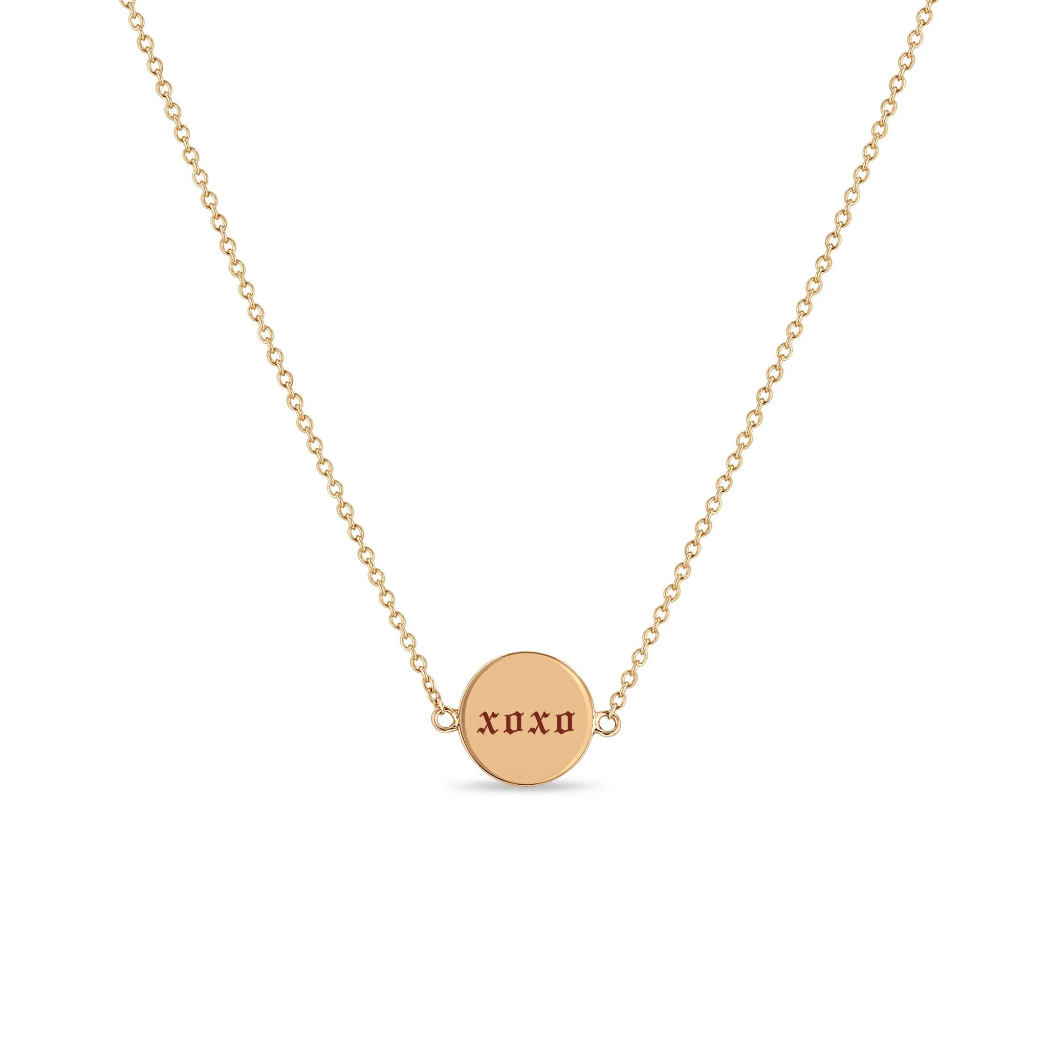 14k love & xoxo Double-Sided Disc Necklace