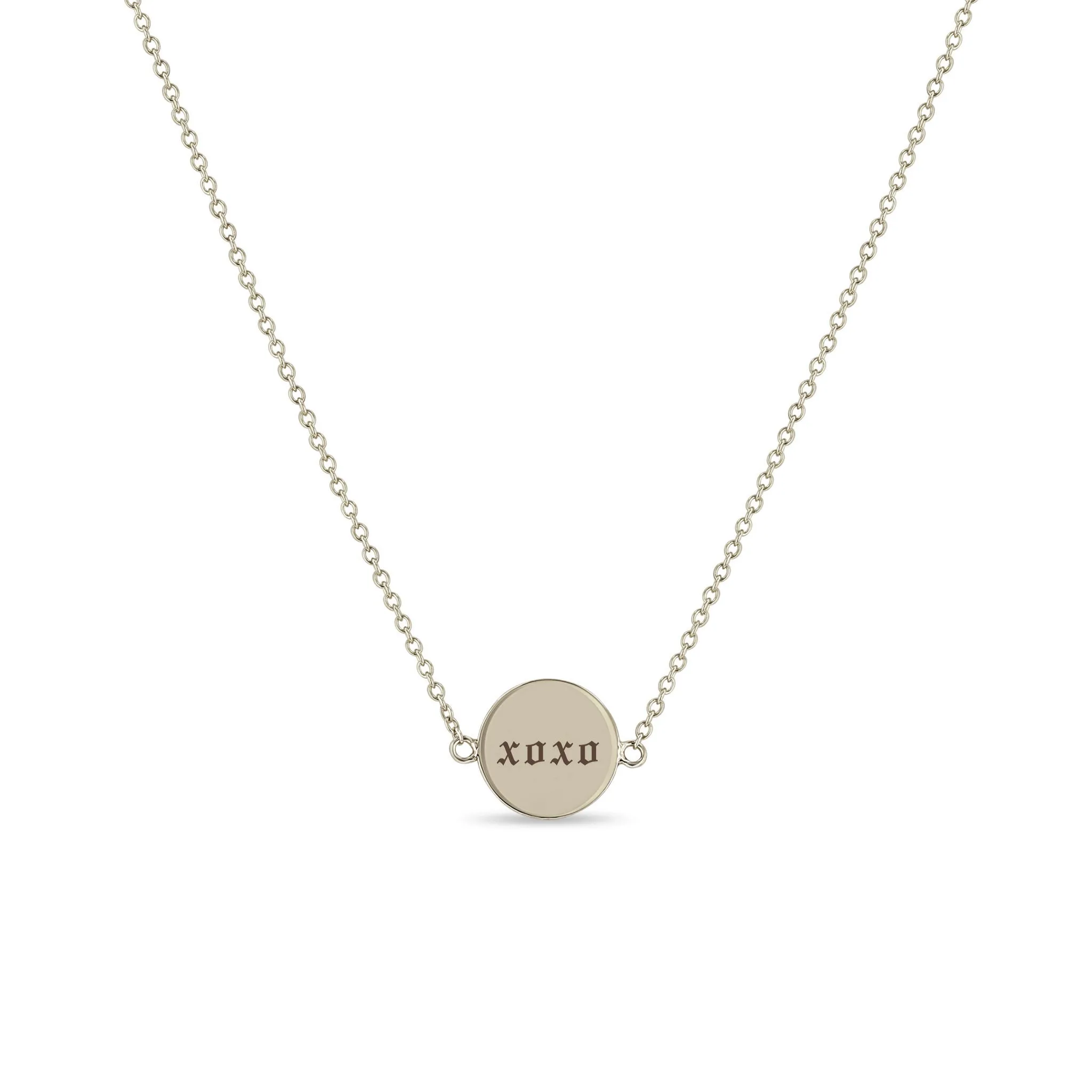 14k love & xoxo Double-Sided Disc Necklace