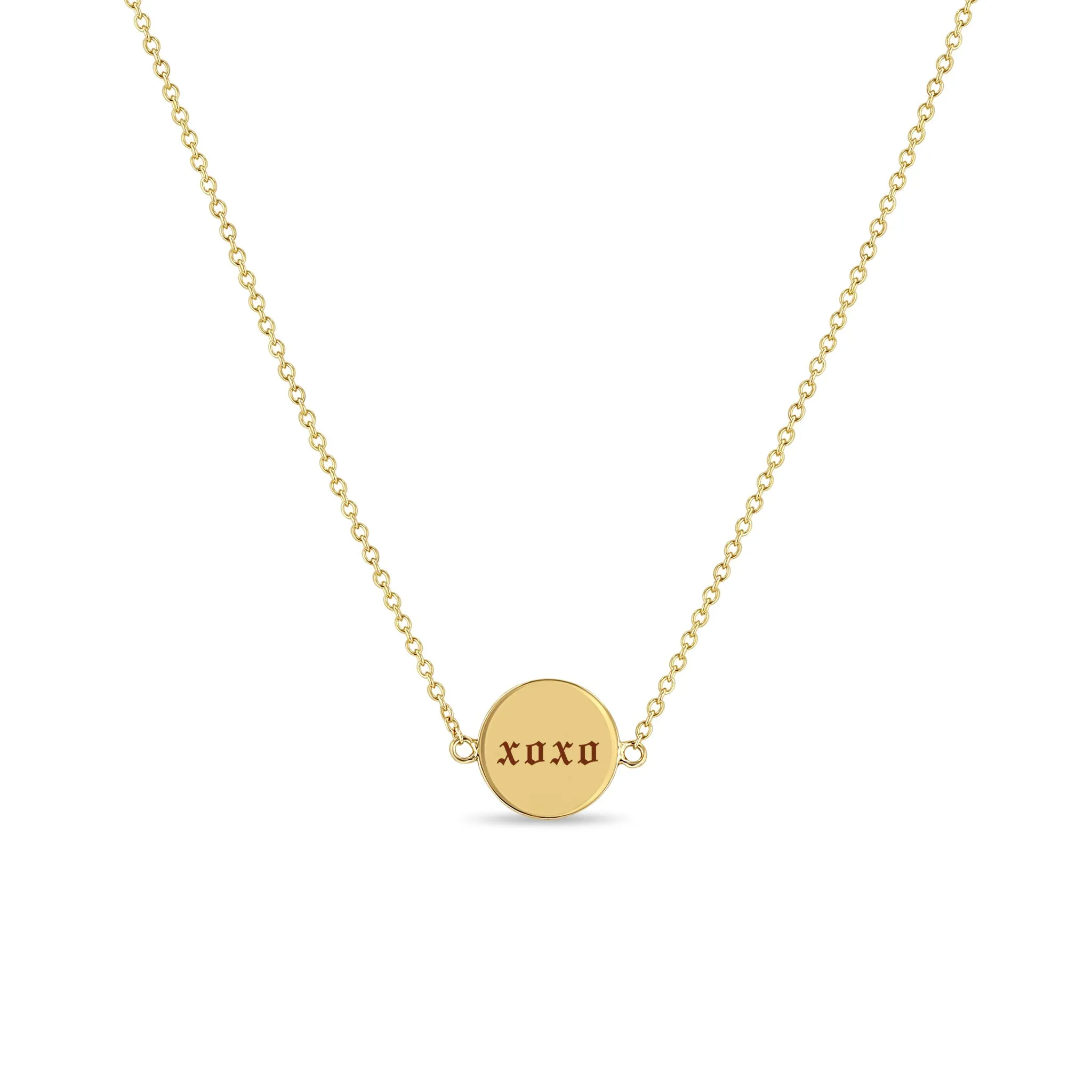 14k love & xoxo Double-Sided Disc Necklace