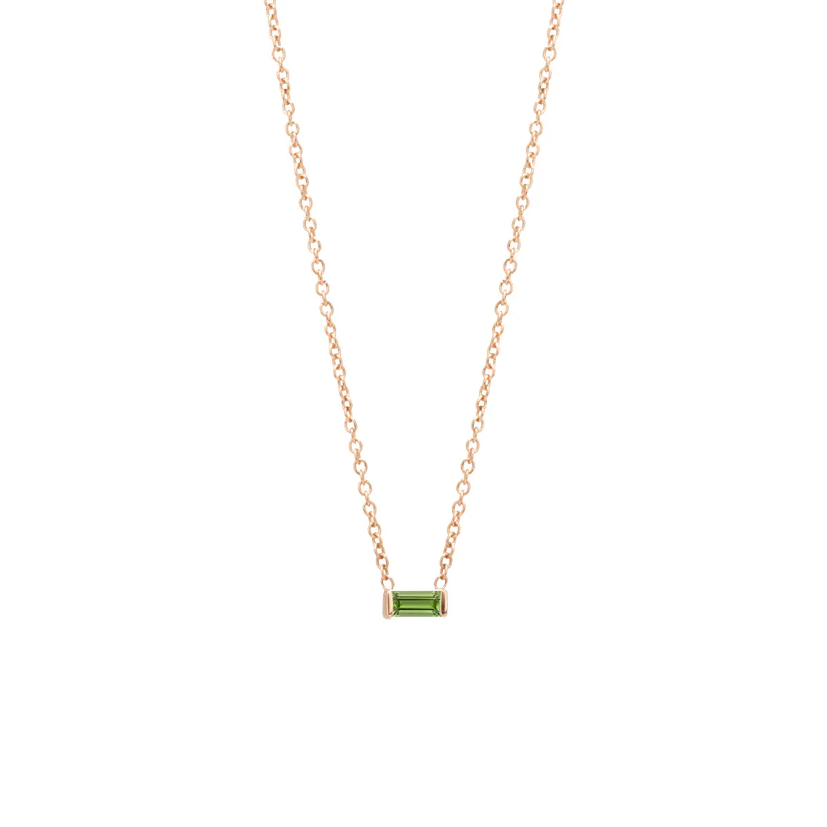 14k Peridot Baguette Necklace | August Birthstone