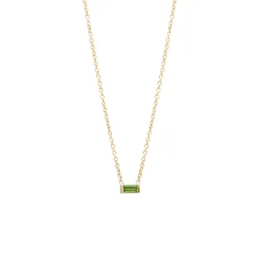 14k Peridot Baguette Necklace | August Birthstone