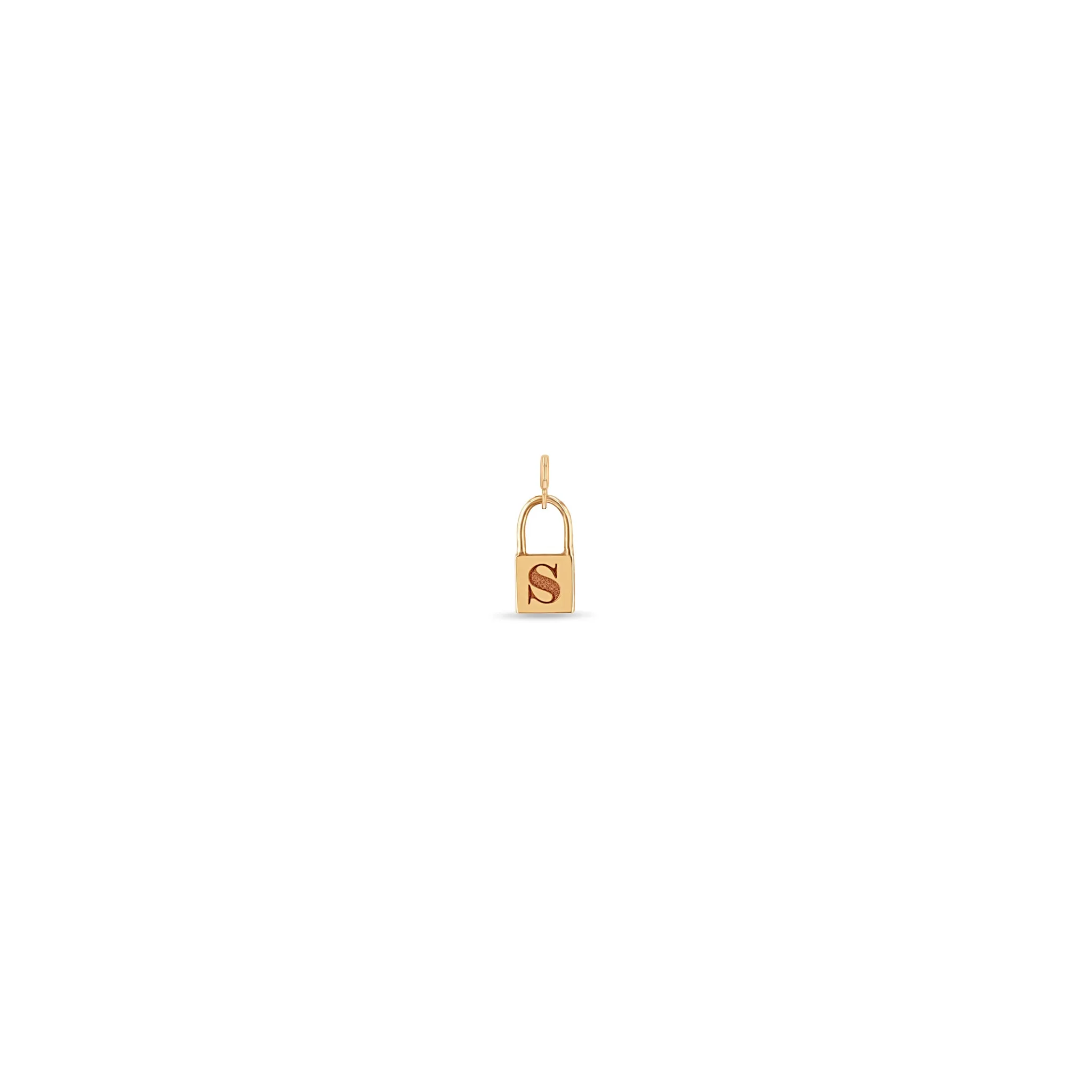 14k Single Midi Bitty Initial Padlock Charm