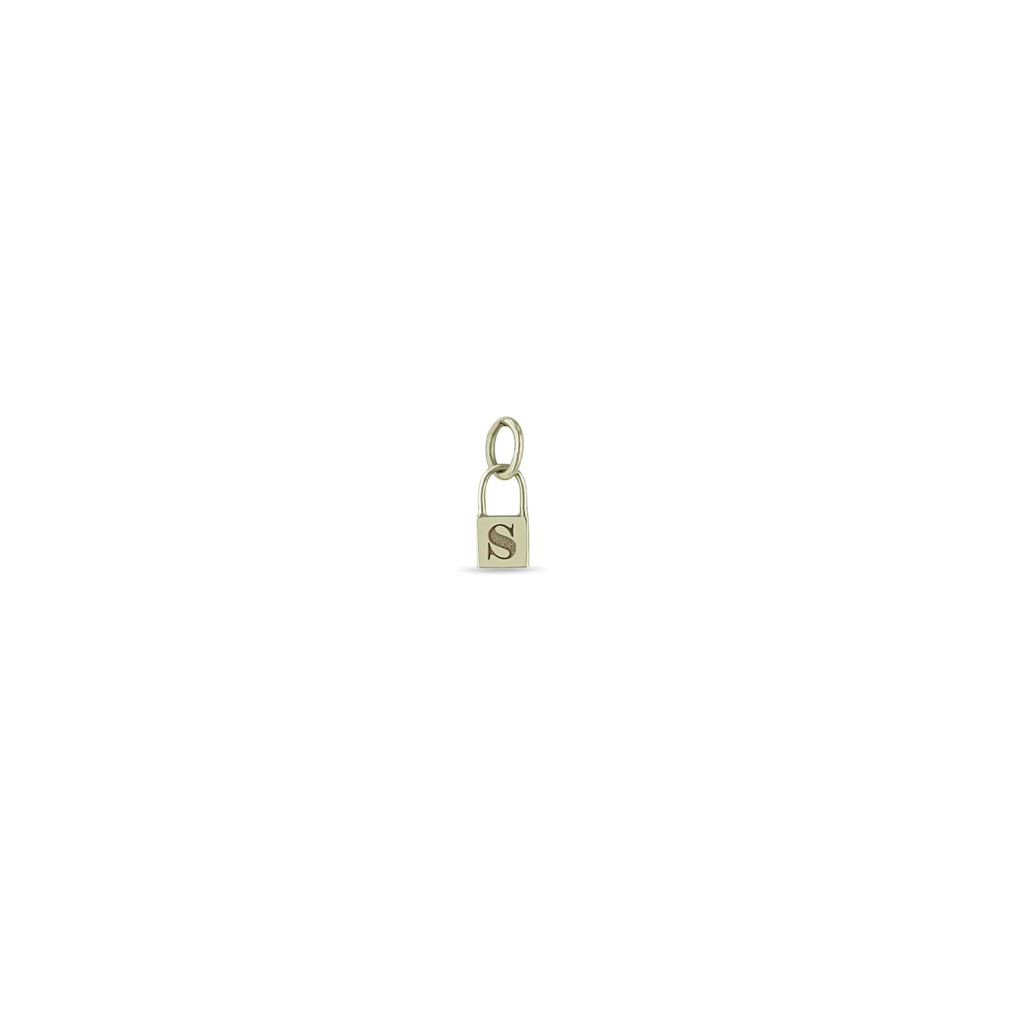 14k Single Midi Bitty Initial Padlock Charm