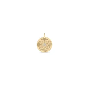 14k Single Pavé Diamond Star Small Sunbeam Medallion Charm