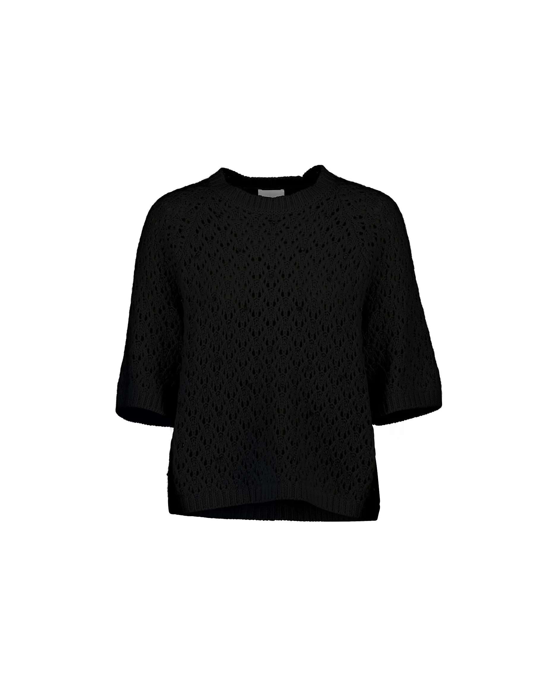 24517682 Short sleeve open knit embellished sweater