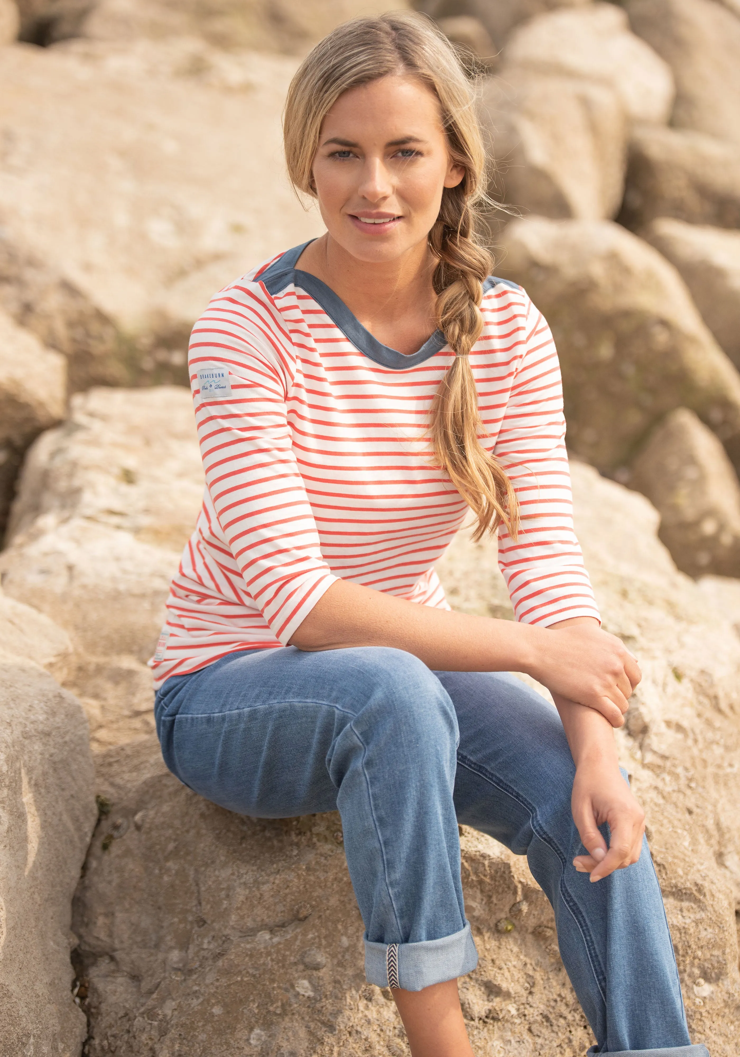 3/4 Sleeve Stripe T-Shirt