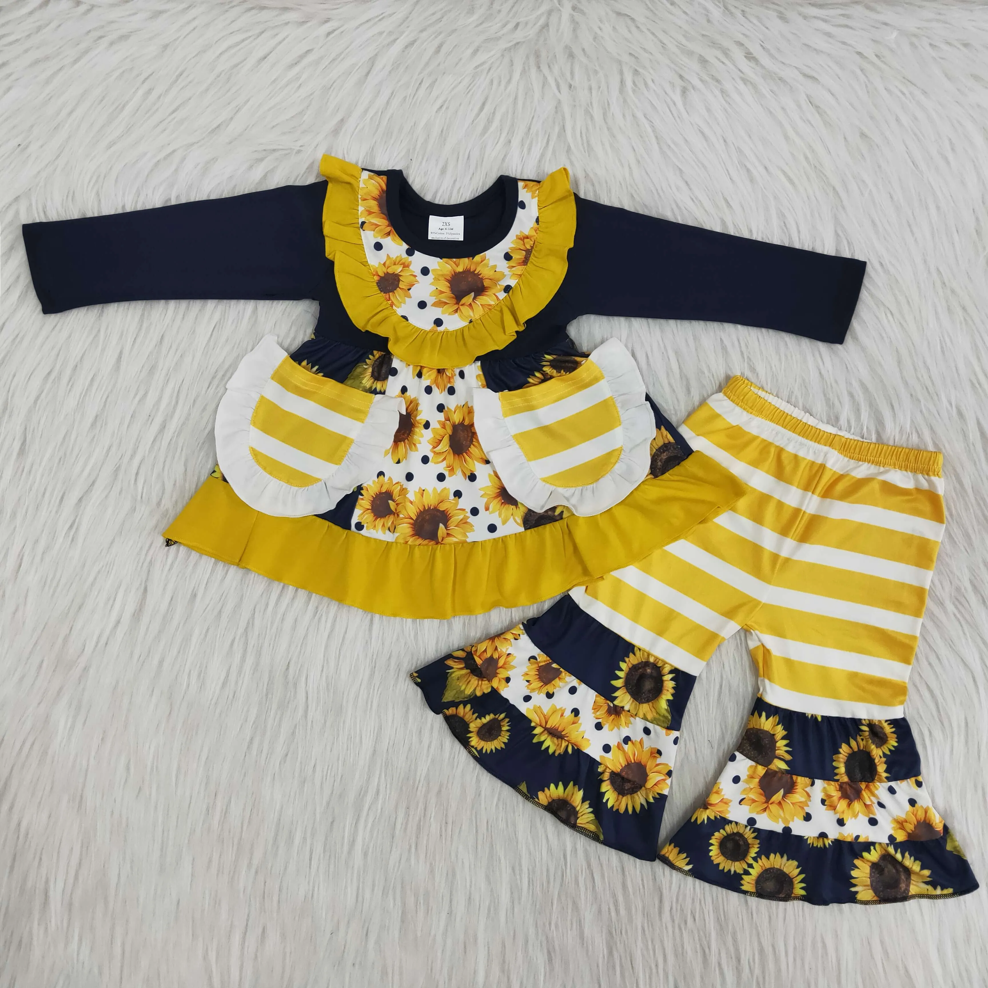 6 A22-28 baby girl clothes navy winter sunflower winter outfits-promotion 2023.11.11