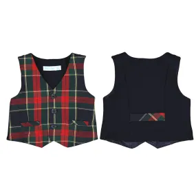 Abel & Lula Navy Plaid Vest_5840-5