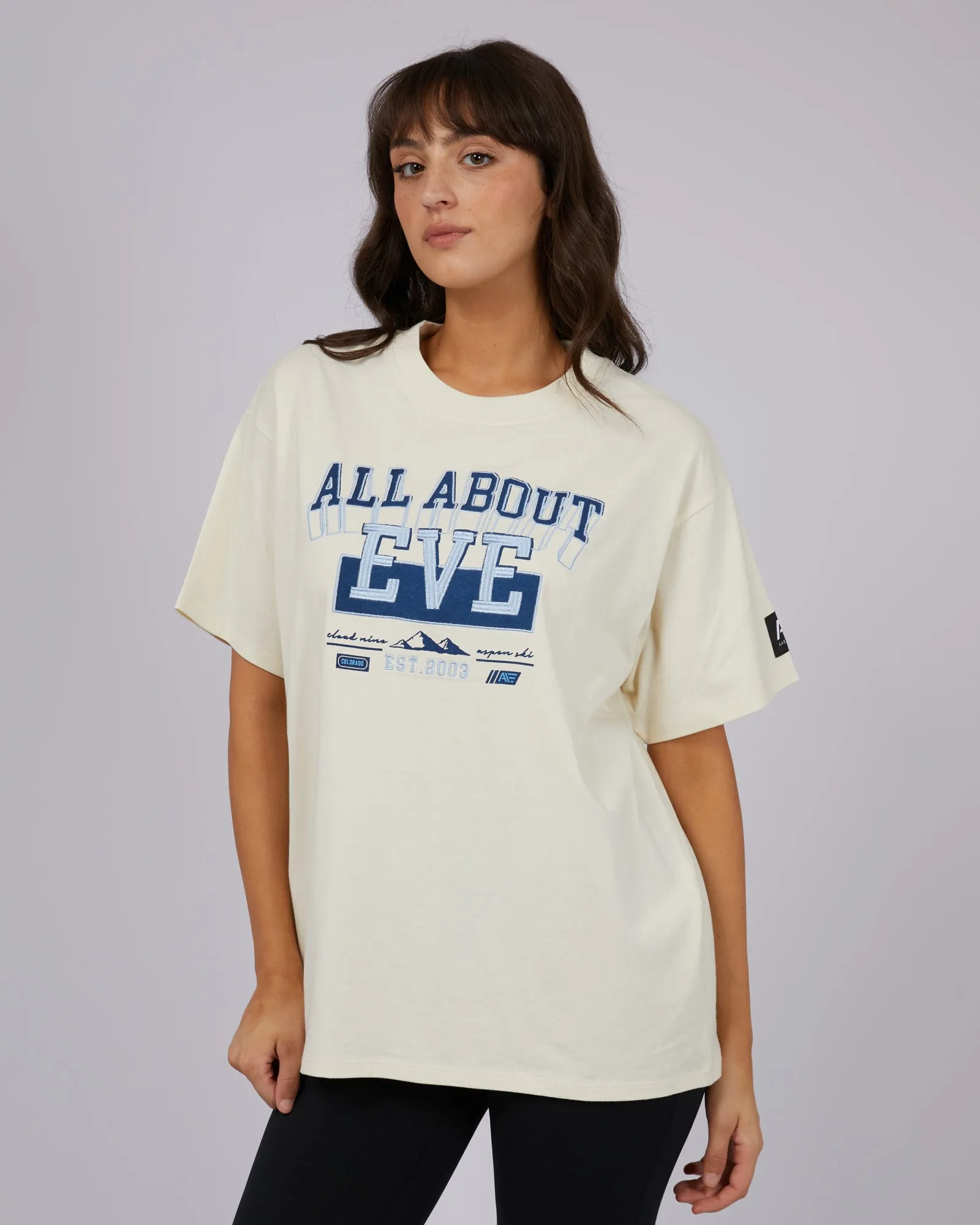 All About Eve Snow Peaks Oversized Tee Vintage White