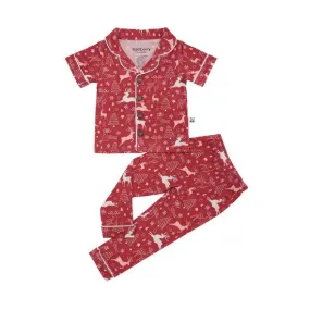 Bamberry Baby Holiday 2023 Short Sleeves Button Down PJ Set, Reindeer