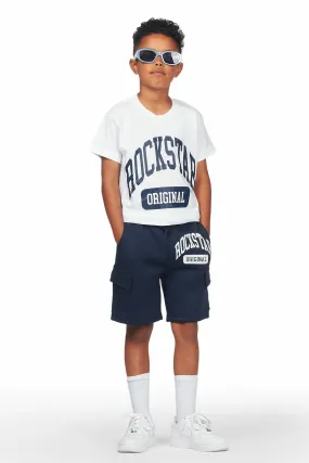 Boys Nikko White/Navy T-Shirt Short Set