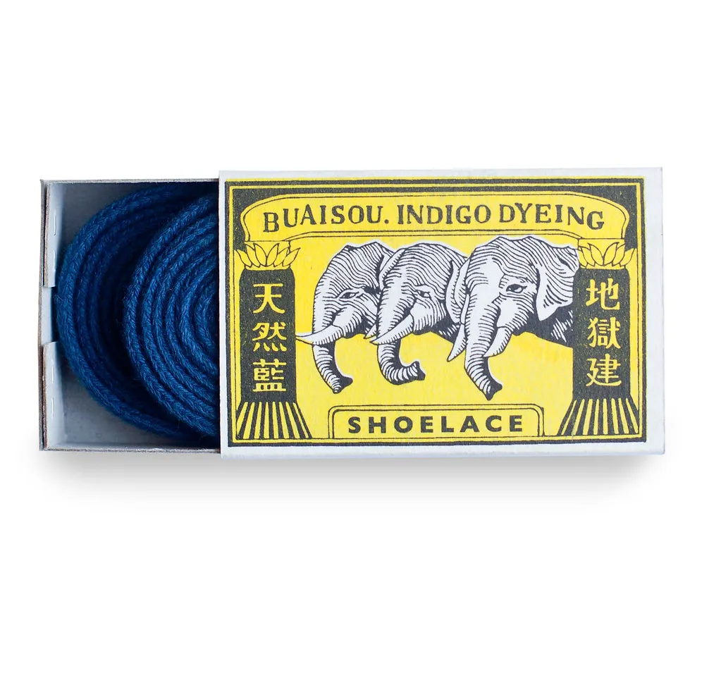 Buaisou Indigo Dyeing Shoe Laces 130cm - Indigo Blue Dark