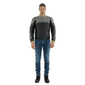 DAINESE AGILE GIACCA  PELLE GRIGIO FLUO