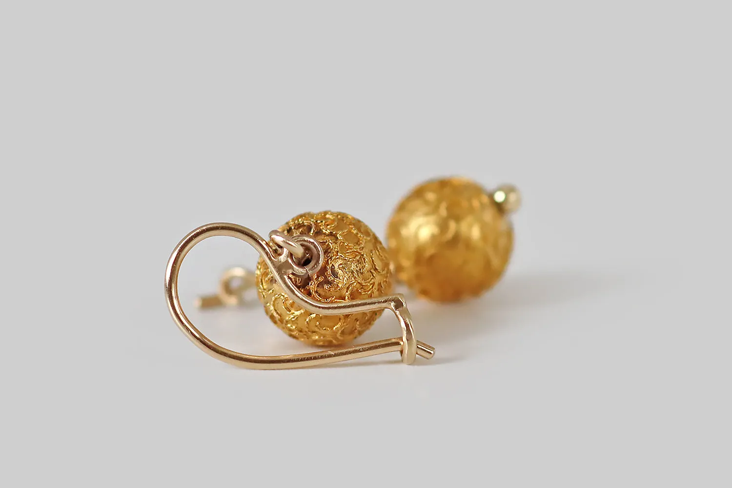 Dainty Victorian Etruscan Revival Orb Earrings