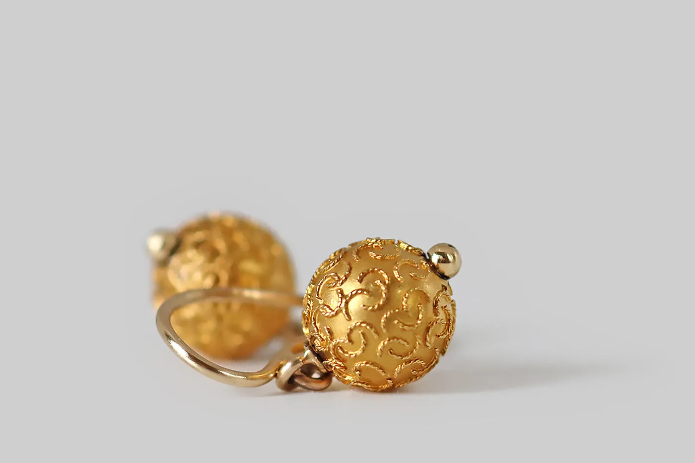 Dainty Victorian Etruscan Revival Orb Earrings