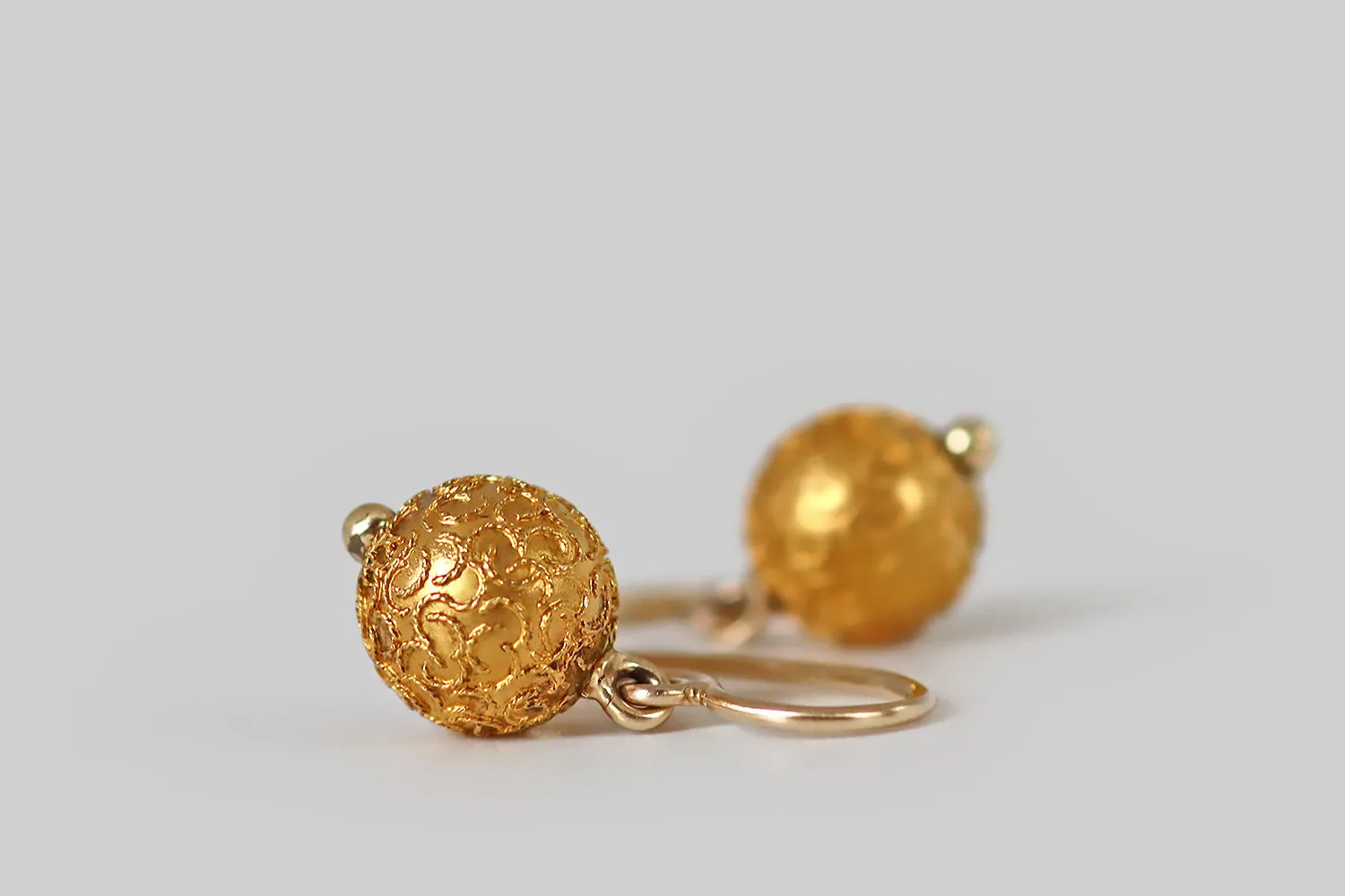 Dainty Victorian Etruscan Revival Orb Earrings