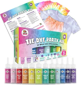 Doodlehog Easy Tie Dye Party Kit for Kids, Adults, and Groups. Create Vibrant Designs with Non-Toxic Dye