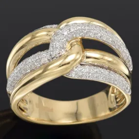 EFFY 14K Yellow Gold 0.73 TCW Diamond Interlocking Band Ring 6.6G G/H VS-SI