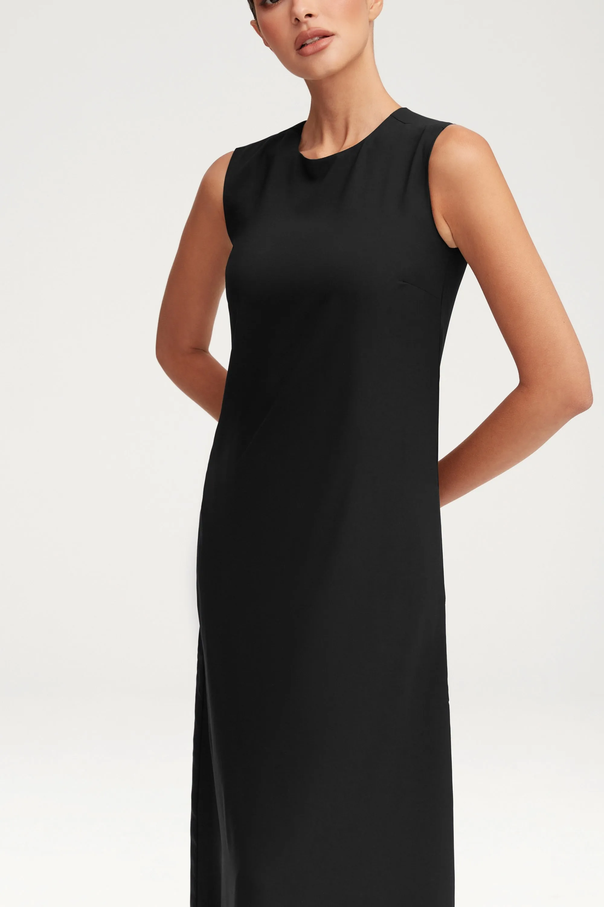 Essential Sleeveless Maxi Slip Dress - Black