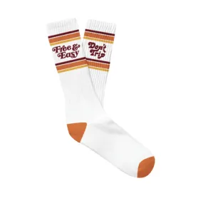 FREE & EASY DON'T TRIP STRIPED SOCKS (White/Burgundy/Orange/Gold)