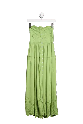 Free People Green Evelyn Eyelet Midi Dress UK XS