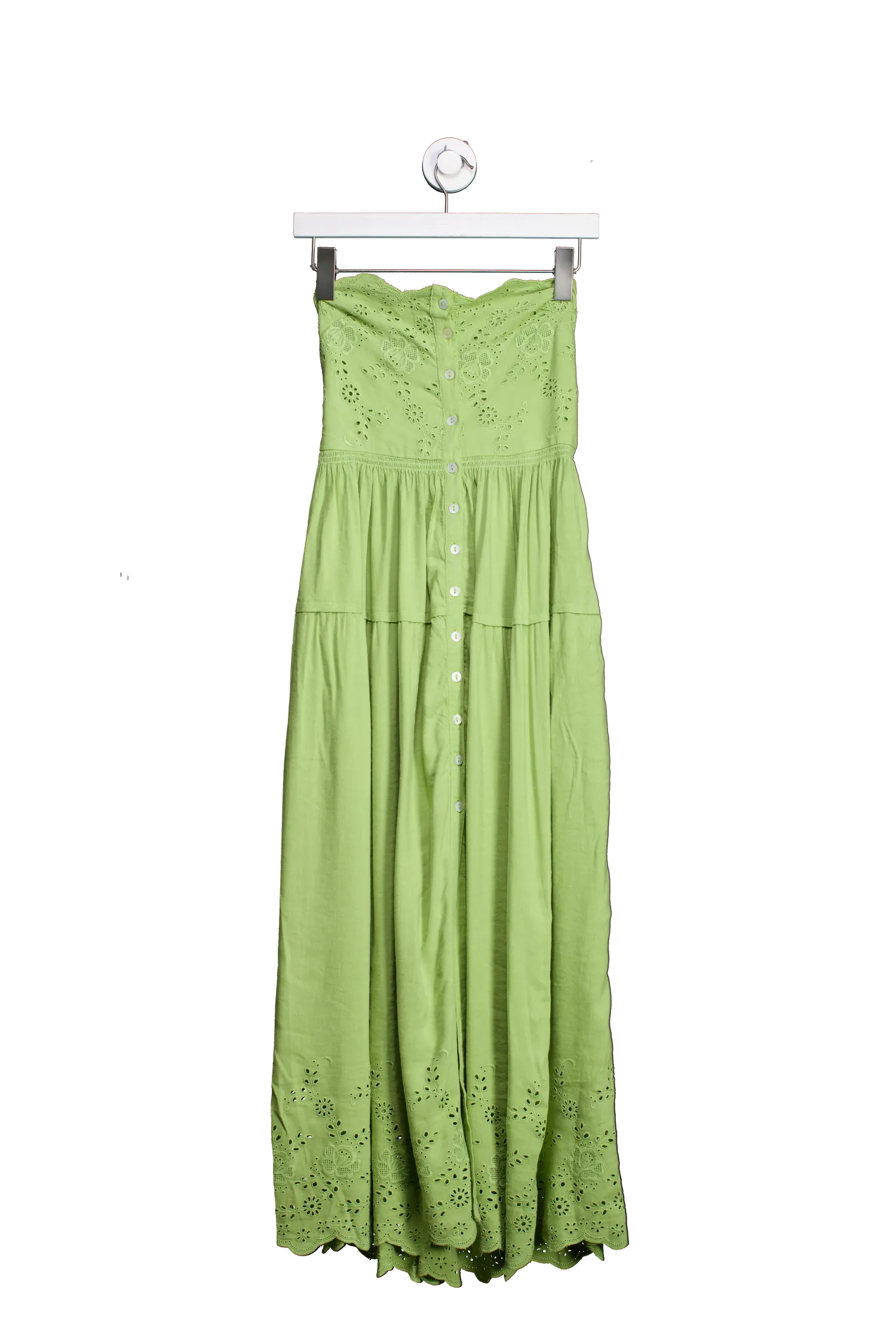 Free People Green Evelyn Eyelet Midi Dress UK XS