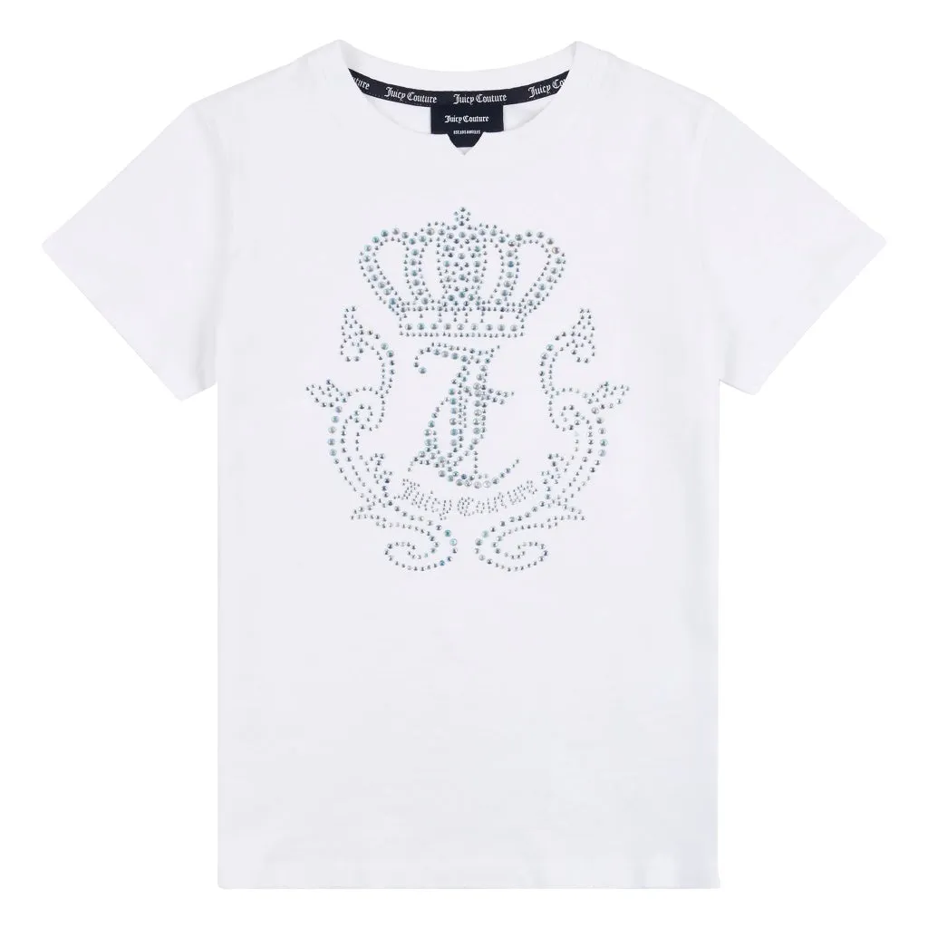 Juicy Couture Black Label Diamante Crown T-Shirt Junior