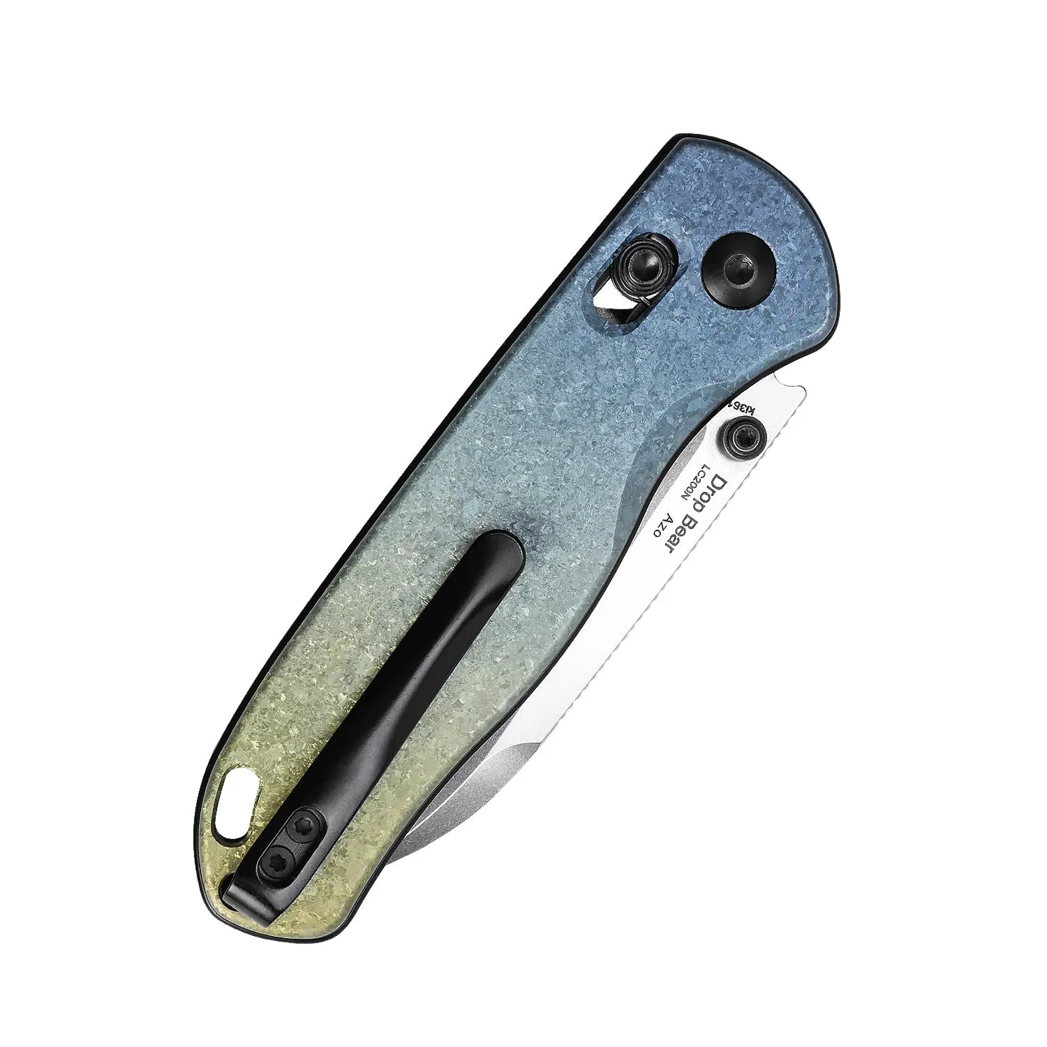 Kizer Azo Drop Bear LC200N Blade Clutch Lock Titanium Handle Ki3619A3 (2.99 Stonewash)