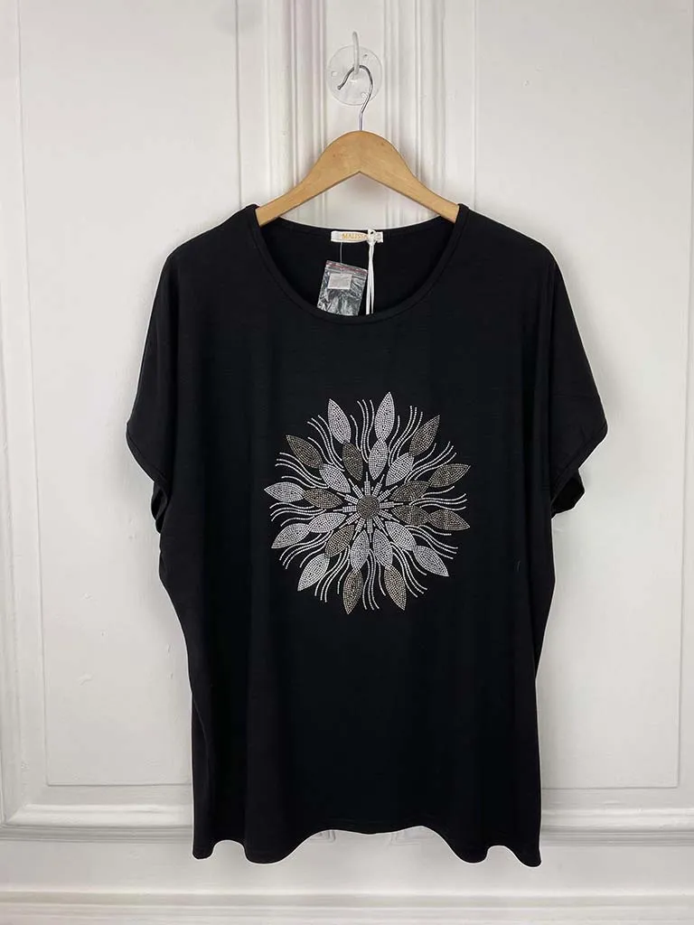 Malissa J Mandala Flower Tee - Black