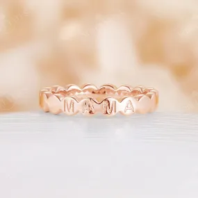 Modern MAMA Plain Bead Eternity Daily Ring Rose Gold