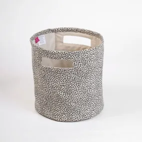 MODERN RETRO – Canvas basket, grey dot print, storage basket, fabric bin