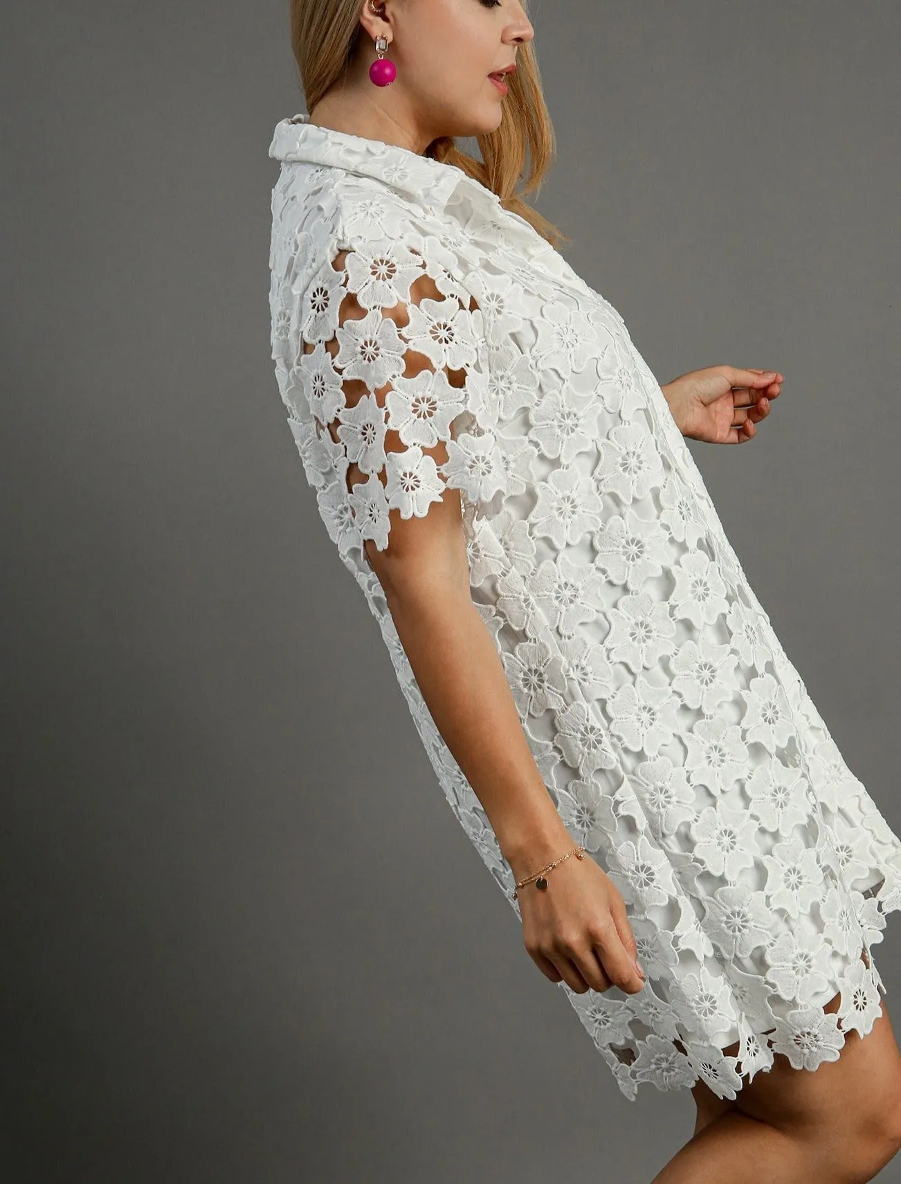 Off White Floral Lace Dress