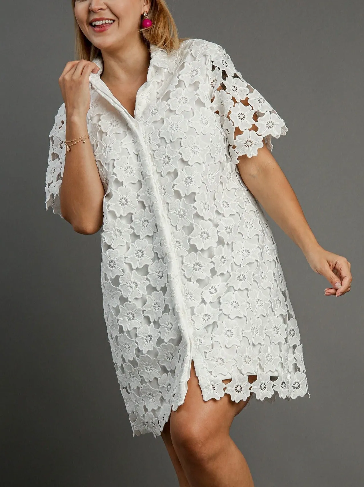 Off White Floral Lace Dress