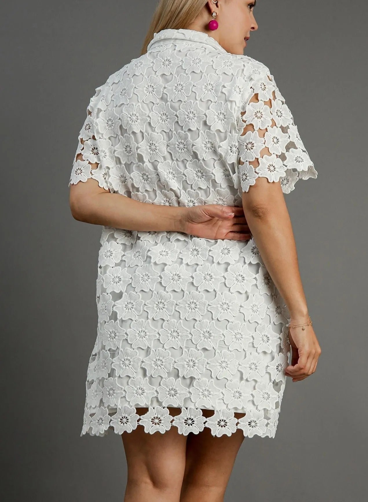 Off White Floral Lace Dress