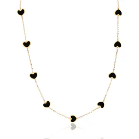 Onyx Heart Station Necklace