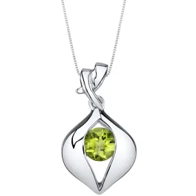 Peridot Pendant Sterling Silver Round Shape 1 Carat