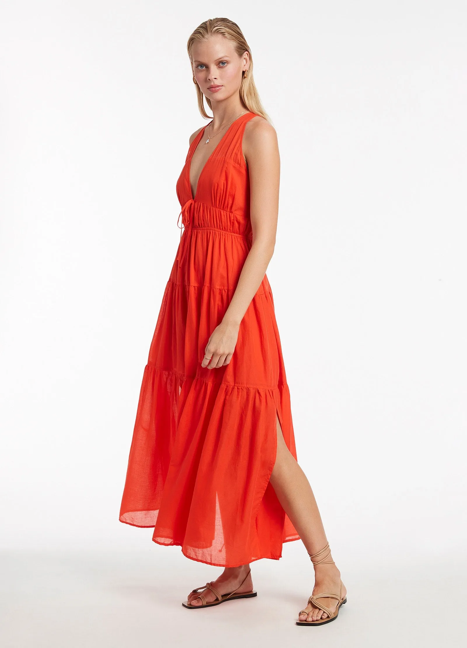 Playa Tie Maxi Dress - Fiamma