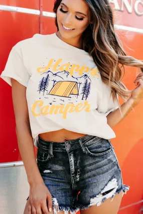 "Happy Camper" Oversized Graphic Top (Sand)