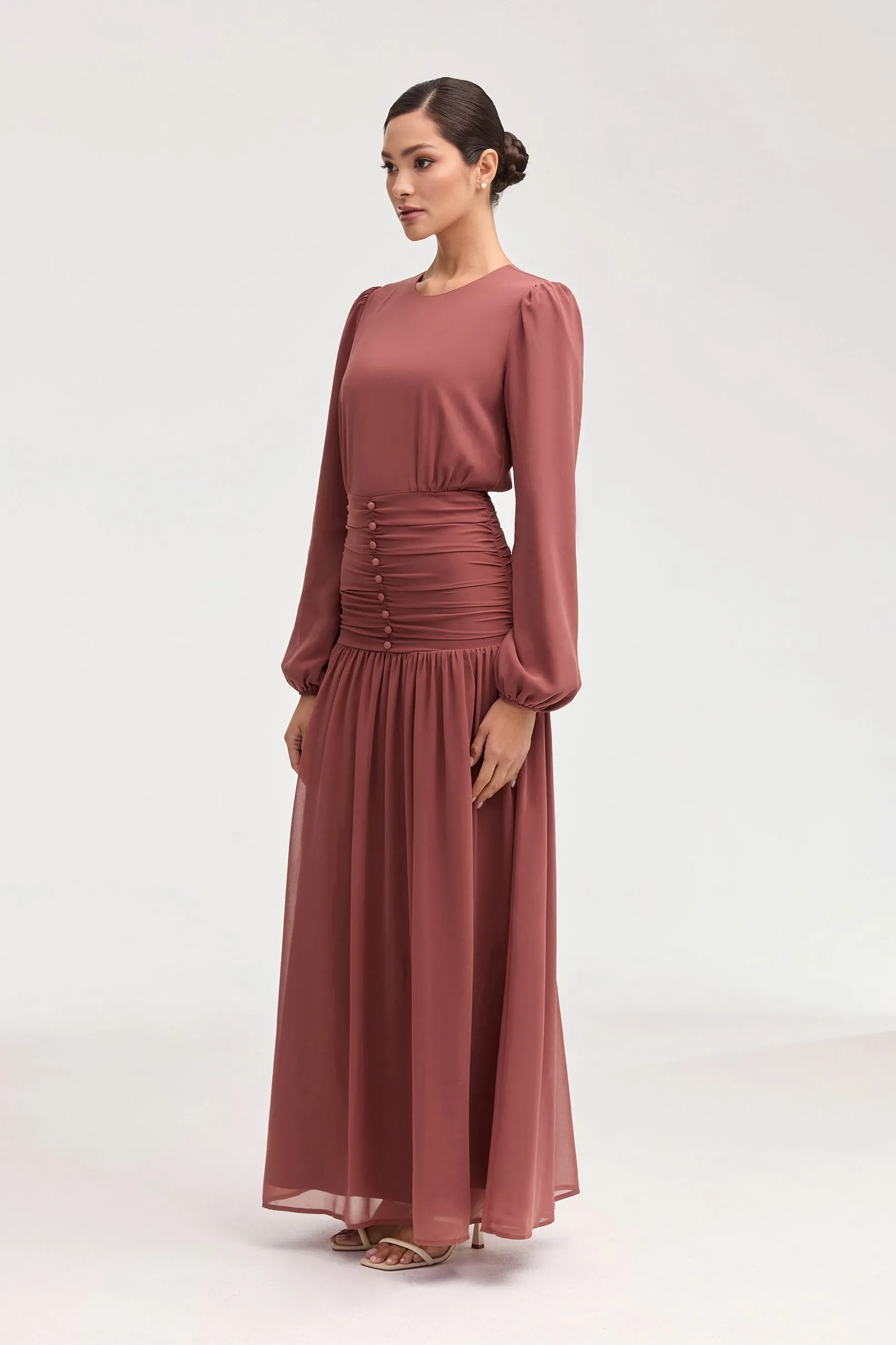 Randa Rouched Maxi Dress - Toasted Pecan