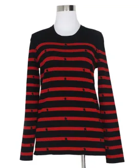 Red Valentino Red & Black Striped Star Sweater sz 6